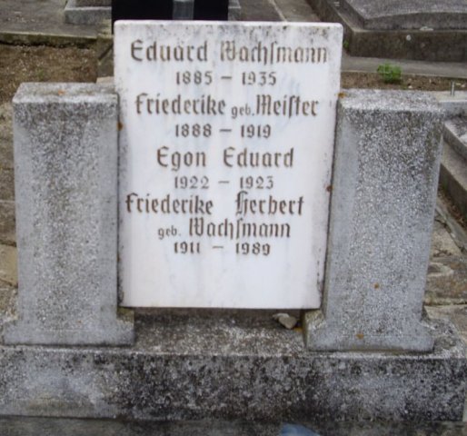 Wachsmann Eduard 1885-1935 Meister Friedericke 1888-1919 Grabstein